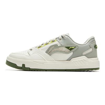 Li Ning Common 80s Comfortable Soft Elastic Classic Non-Slip Wear-Resistant Low-Top Skate Shoes Men Sneaker White Green AGCV051-3