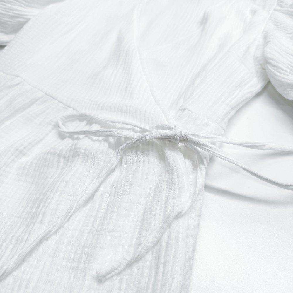 V-Neck Puff Sleeve Solid Color Long Dress – French Style Women's Fashion