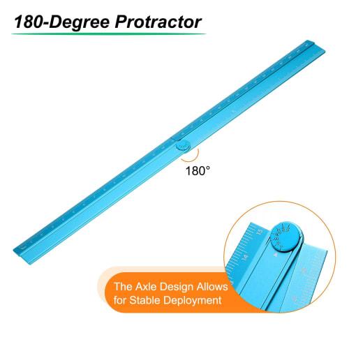 uxcell 30cm Folding Straight Ruler, Metric Aluminum Alloy Protractor, Foldable Angle Ruler, Geometry Measuring Tool for Architects, Artists, and Offic