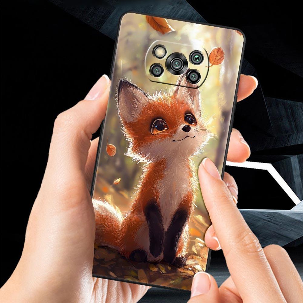 Red Fox Phone Case Cover for Xiaomi Poco F7 Ultra F6 F5 F4 F3 X6 X5 X4 X3 NFC C51 C55 M4 GT 5G Soft TPU Shell Fundas Capas Bags