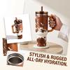 Tumbler met Handvat, 40 oz Koeienprint Roestvrij Staal Reismok, Grote Capaciteit Beker voor Warme en Koude Dranken