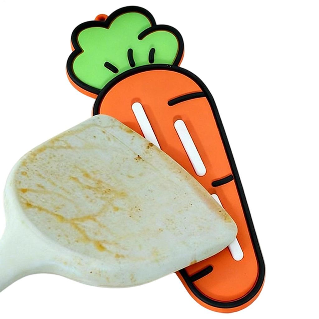 PVC Kitchen Spatula Holders Spoon Fork Rack Shelf Pot Lid Organizer Chopsticks Spoon Rest Pad Carrot Shape Dish Drying Mat