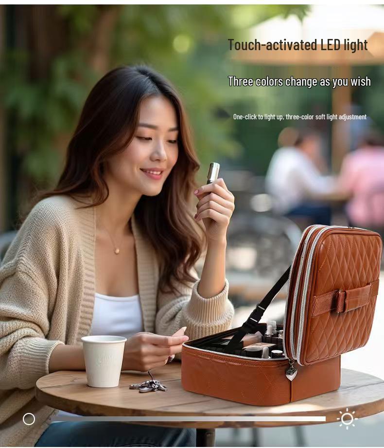 2025 High-Capacity LED Makeup Case: Portable Travel Bag with Mirror & Light