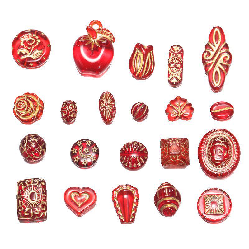 Acrylic Retro Gilded Czech Glass Beads for DIY Jewelry Making