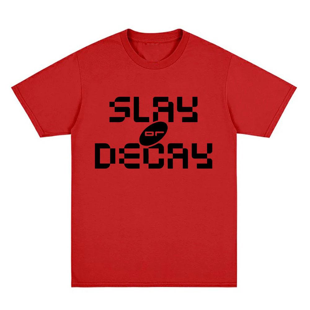 Футболка Slay or Decay Кэти Перри Графическая футболка Хлопок Короткий рукав Повседневные футболки С круглым вырезом Унисекс Уличная одежда XXL