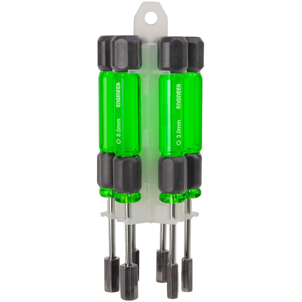 ENGINEER Precision Nut Driver Set, 3-6mm Diameter, DK-14, Green