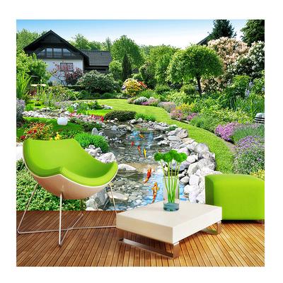 3D Garten Fischteich Natur Landschaft Tapete Wandmalerei Wohnzimmer Schlafzimmer Restaurant Wandbilder Heimdekoration
