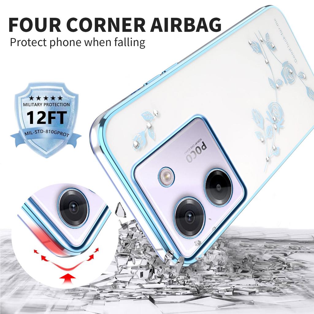 KADEM Für Xiaomi Poco M7 Pro 5G Hülle Blume Strass Dekor Galvanisiertes TPU Handyhülle