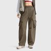 Li Ning Fitness Series Retro Eastern Style Mid Waist Straight Leg Loose Woven Large Pocket Sports Casual Pants Women pants Teak-Brown AYKU744-2