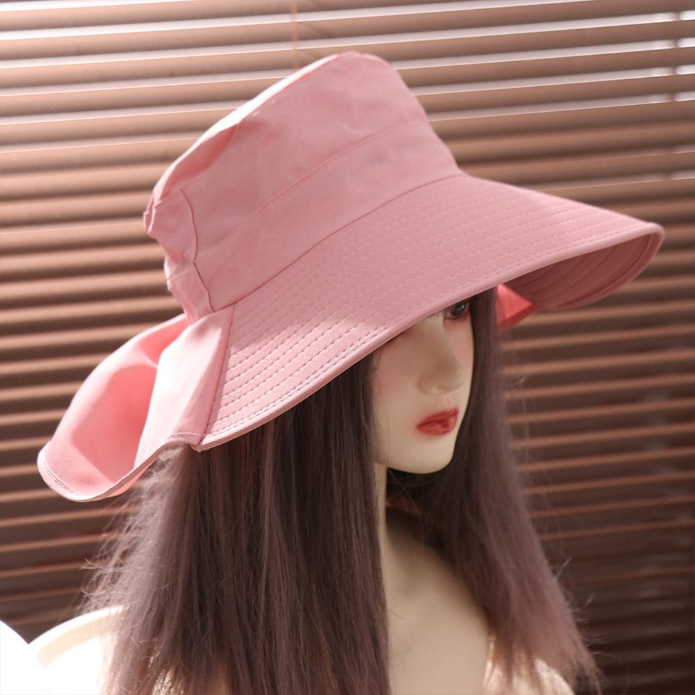 Korean Style Sun Protection Hat Anti-UV Women Bucket Hats Wide Brim Sun Hat with Neck Cover