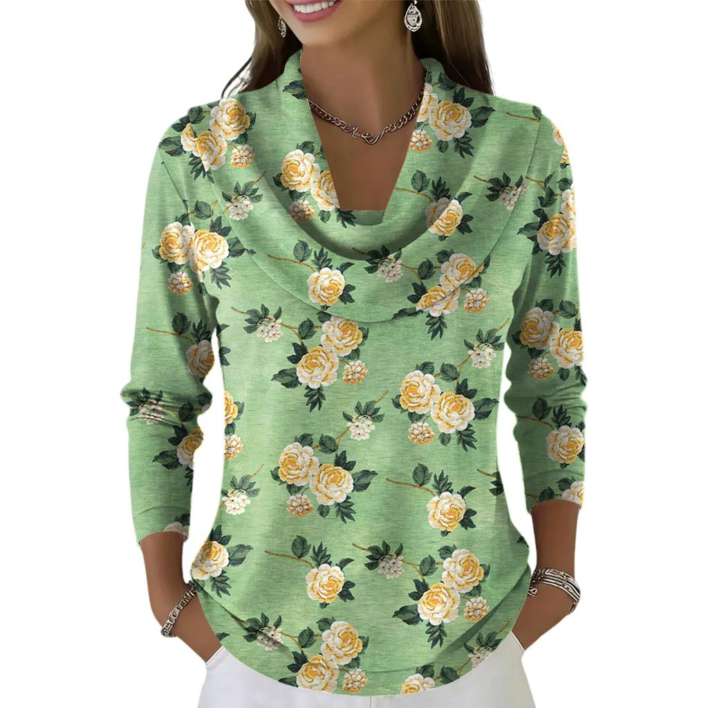 Pulover Top Dama Casual și la Modă cu Gât Rotund și Mânecă Lungă Imprimat