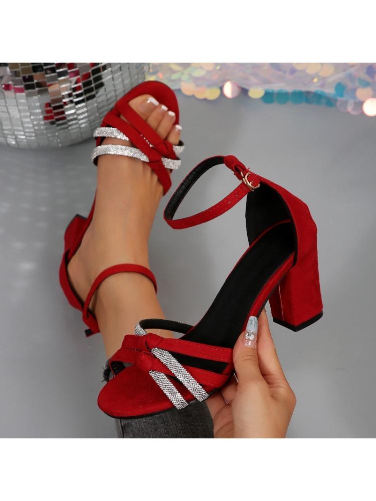 Fashion Summer Square Dance Sandals Women Adult Latin Dance Shoes Medium Heel Modern Dance Shoes Wear-resistant and Breathable