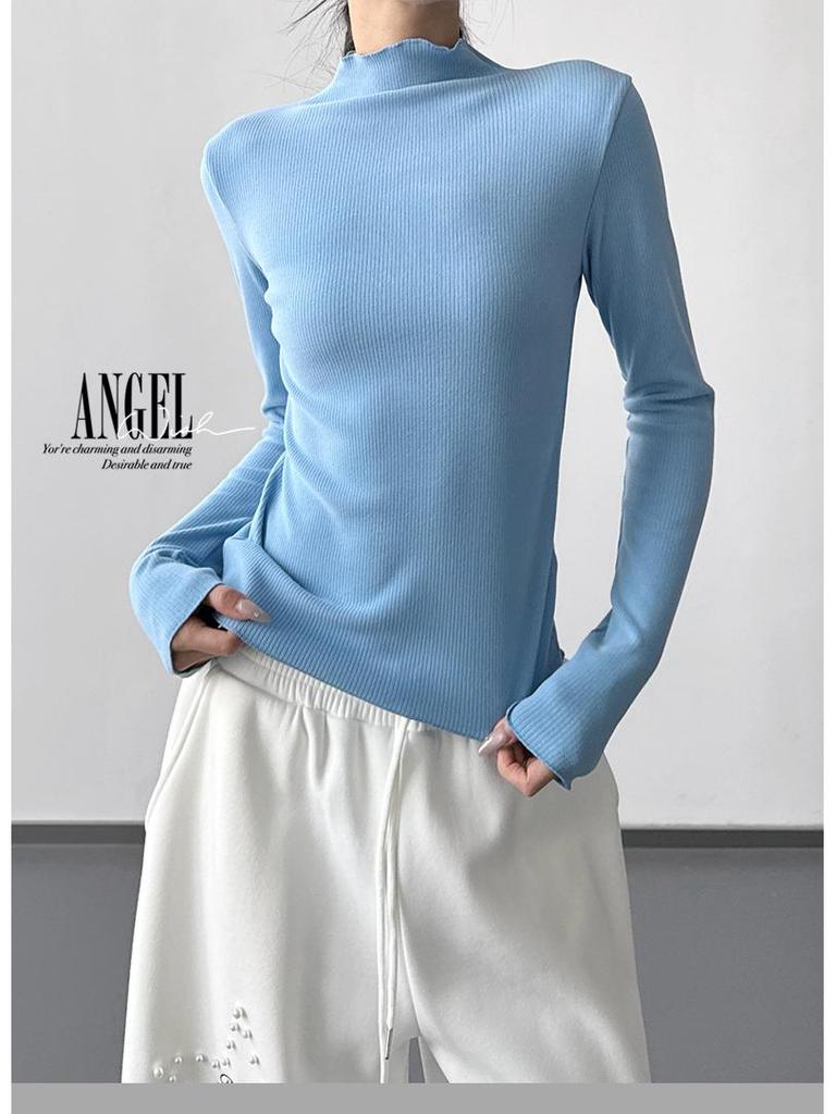 French Style Women's Luxury Knit Base Layer: 2025 Slim-Fit Long-Sleeve Top for Winter