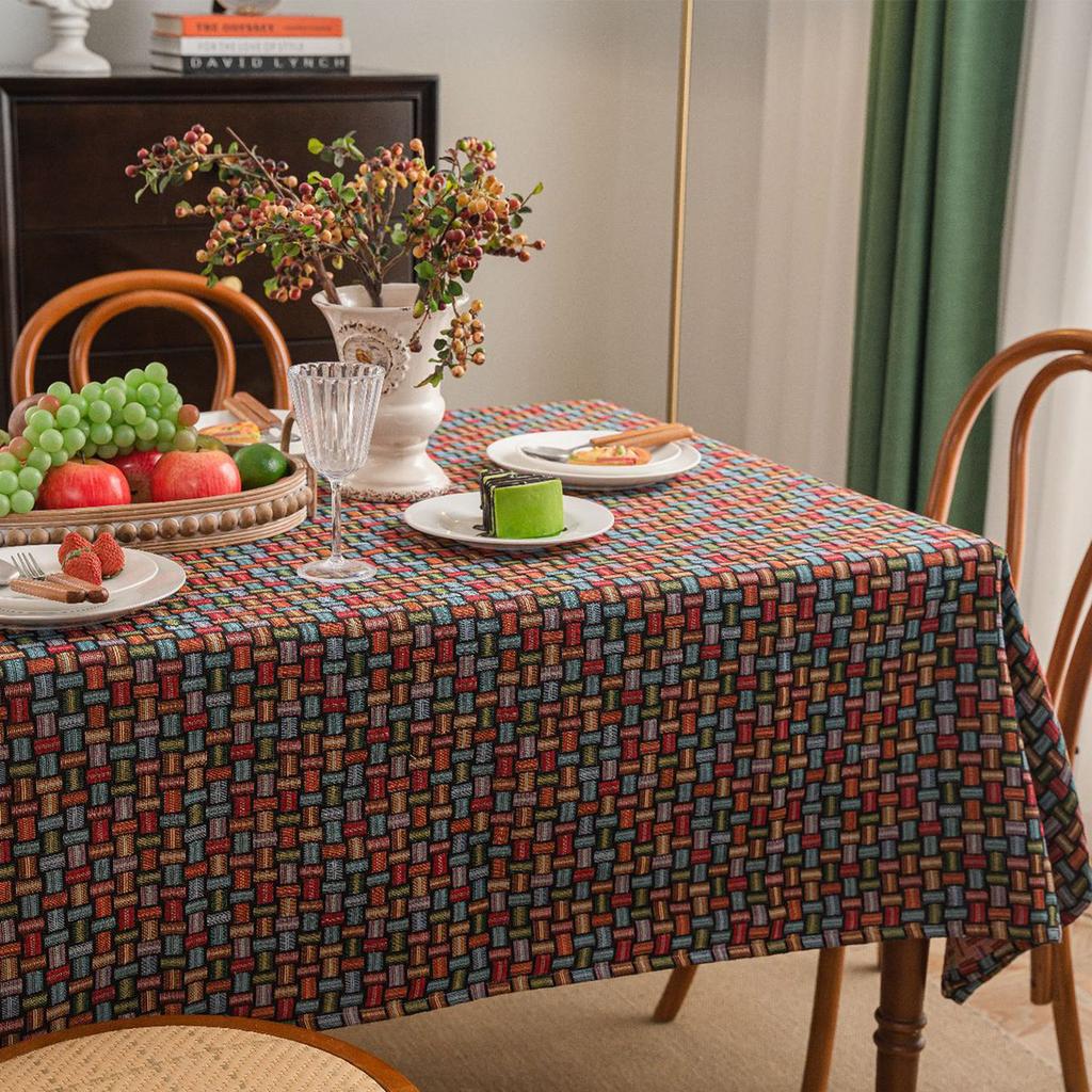 Indoor Outdoor Dinning Tabletop Decoration Rectangle Cotton Linen Table Cloth
