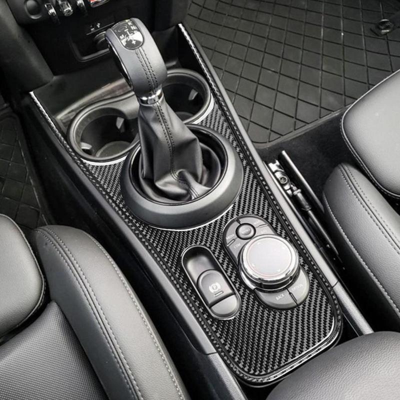 Carbon Fiber Car Accessories Gear Shift Panel Modified Interior Trim Cover Soft Sticker For Mini Cooper F60 Countryman 2017-