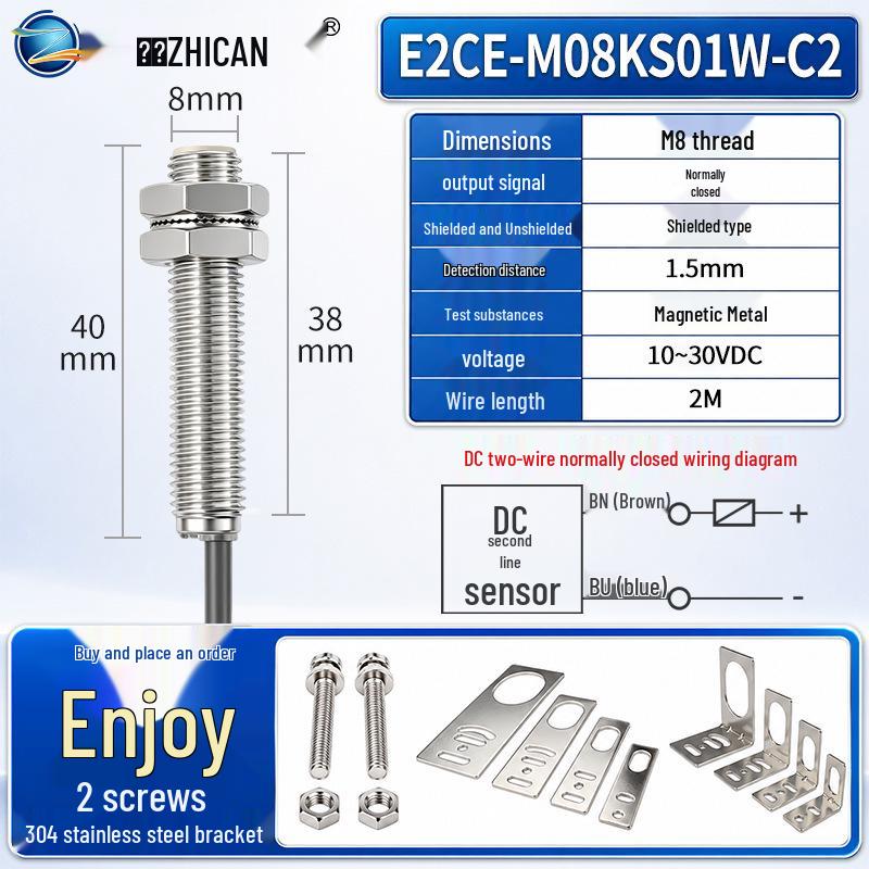 Sensor de Proximidade Indutivo à Prova d'Água, Dois Fios, M8/M12/M18/M30, NPN NA/PNP NF