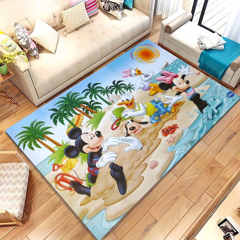 Cartoon Mickey Minnie Mouse Donald Duck Living Room Non-Slip Area Rug Soft Carpet for Bedroom Playroom Sofa,Home Decor Doormat