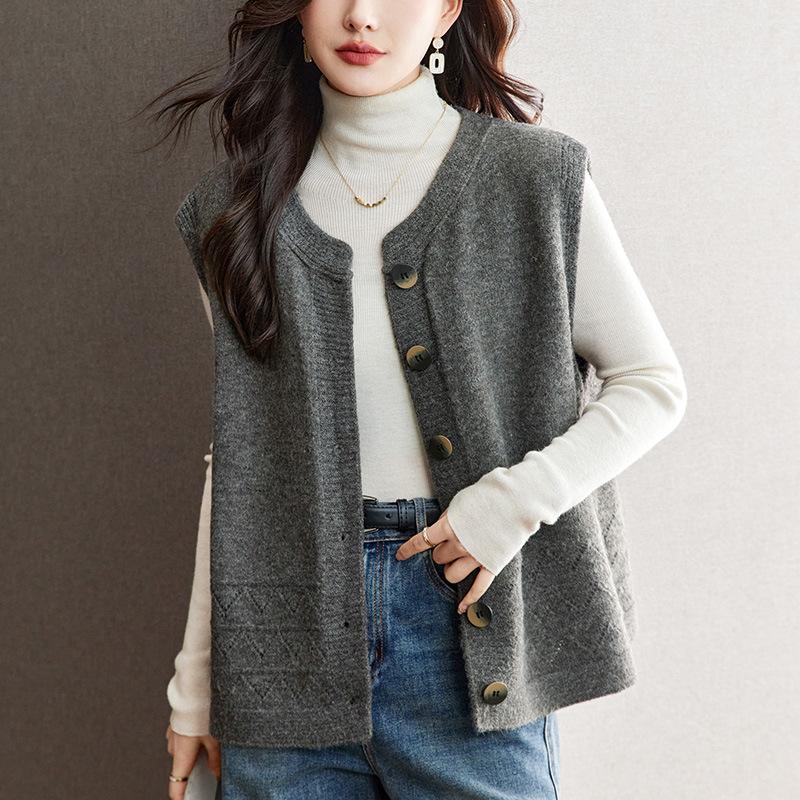 

Ажурный кардиган-жилет для женщин на весну и осень, новый модный и универсальный многослойный жилет One Size