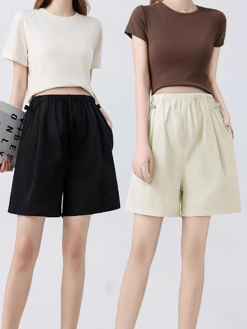 

Summer Maternity Wide-Leg Yamamoto Pants - Breathable, Loose, Plus Size, Five-Point Style XL (130-150 lbs) чорний