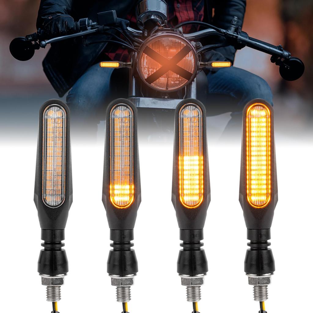 RACEAST Motorcycle Turn Flowing Turn IP67 36 M10 Sequential Universal Fit for Front and Rear Motocross and ATVs of Signals, Signals, LED, E-Mark