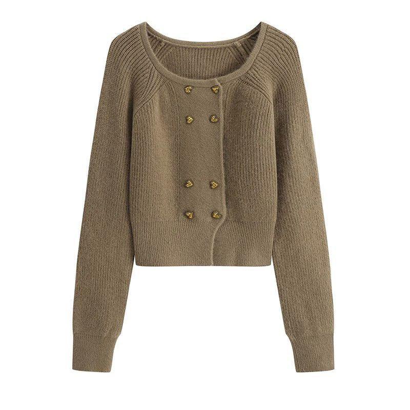 Autumn/Winter Women's Sweater Double Breasted Knitted Sweater Women's Cardigan Coat