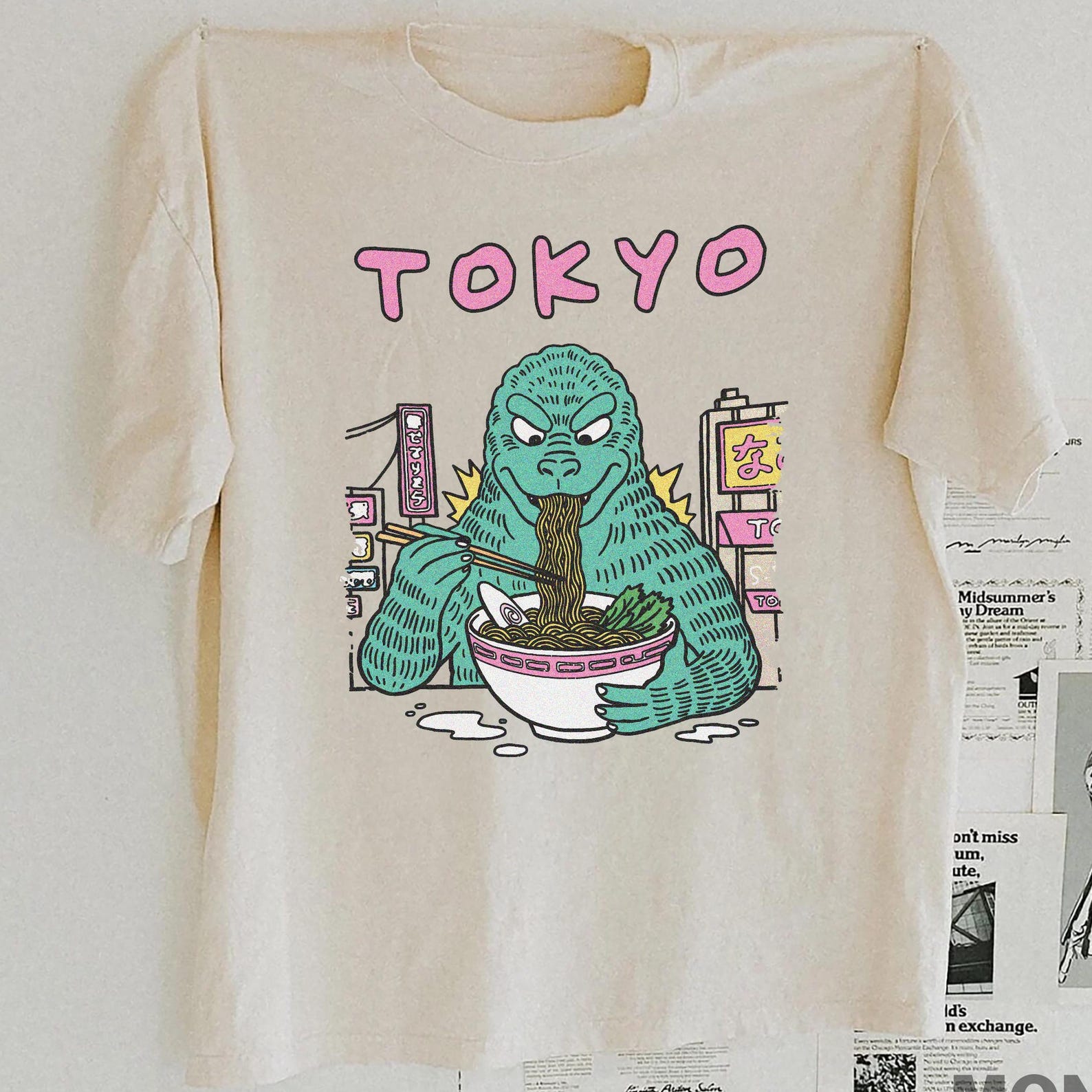 Tokyo T-shirt, Godzilla t shirt, ramen shirt S