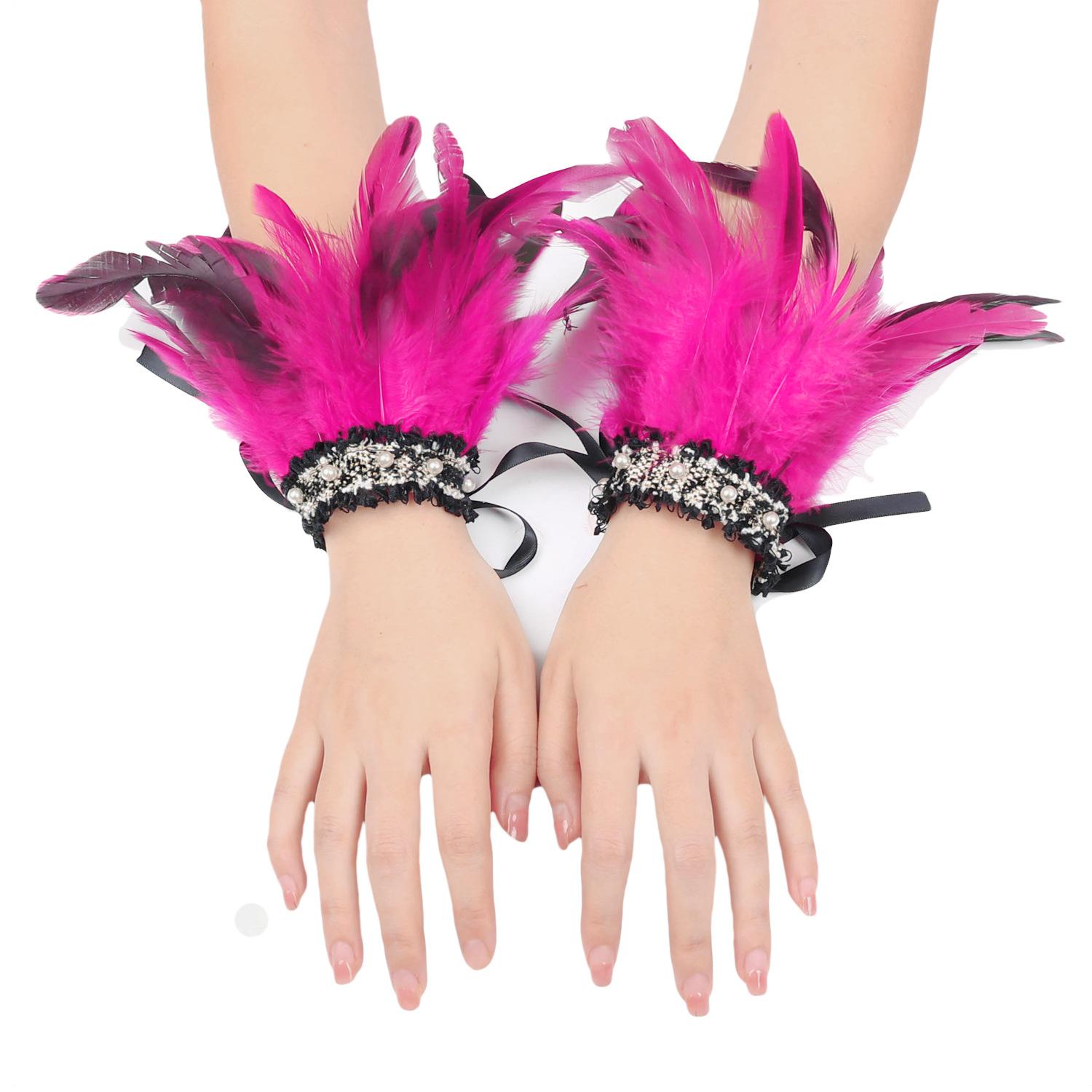 

Festival Party Props, Ball, Feather Pearls, Cuff Accessories, European and American Style Wristbands, Ball Sleeves, Makeup Ball Accessories One size рожевий червоний колір