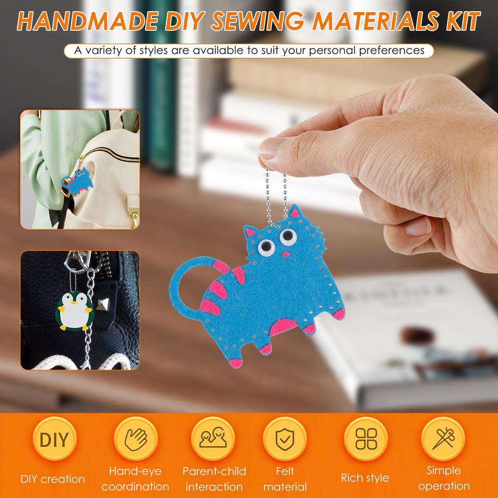 Kids Sewing Kit Fun and Educational Beginner Sewing Kit Creative Felt Sewing Kit Portable DIY Felt Sewing Craft Kit for Family