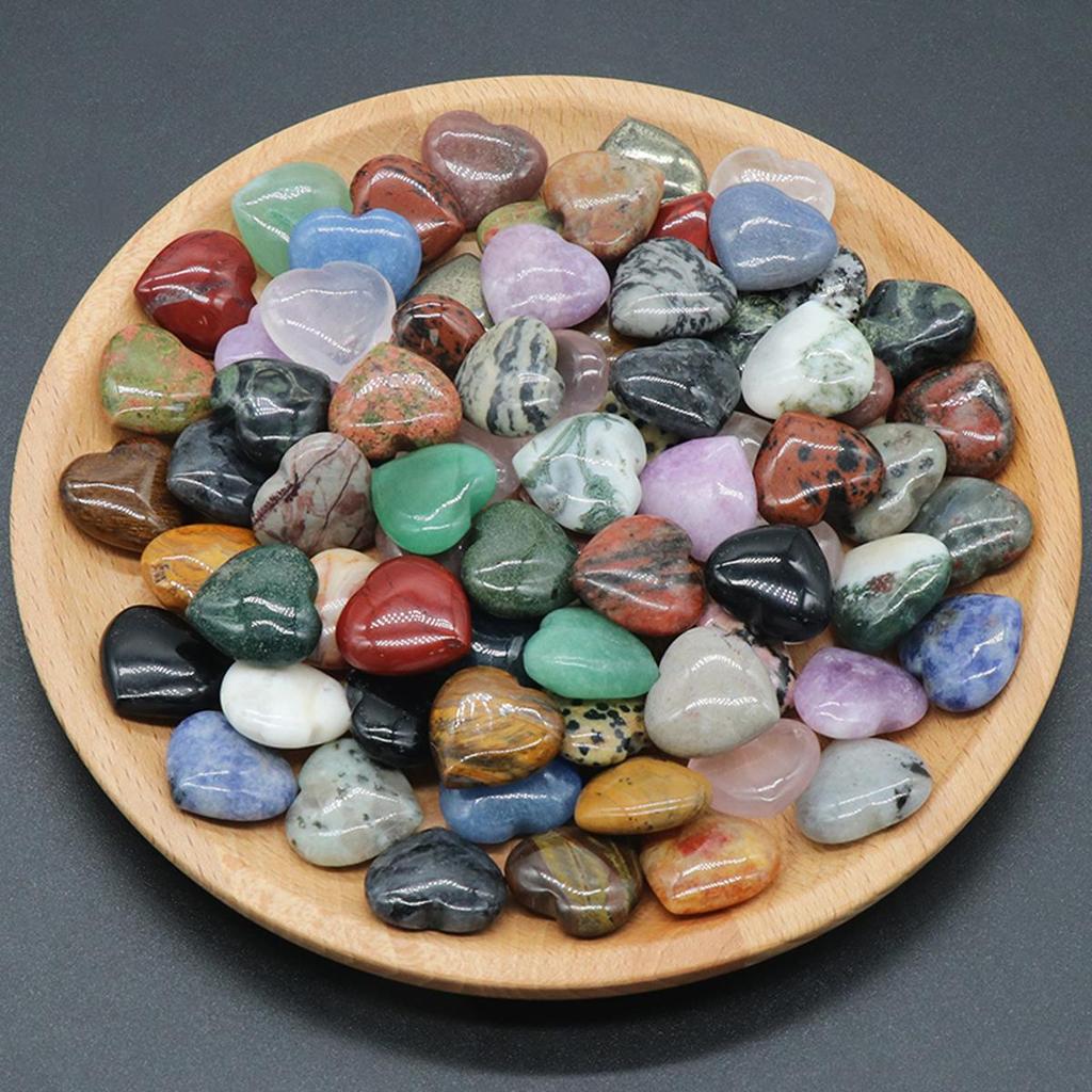 Herz-Kristall-Ornament-Dekoration, Energie-Naturstein, Reiki-Heil-Edelstein für Topfpflanzen, Fischtanks, Aquarien, Heimdekoration, Schmuckzubehör, 2 × 2 cm