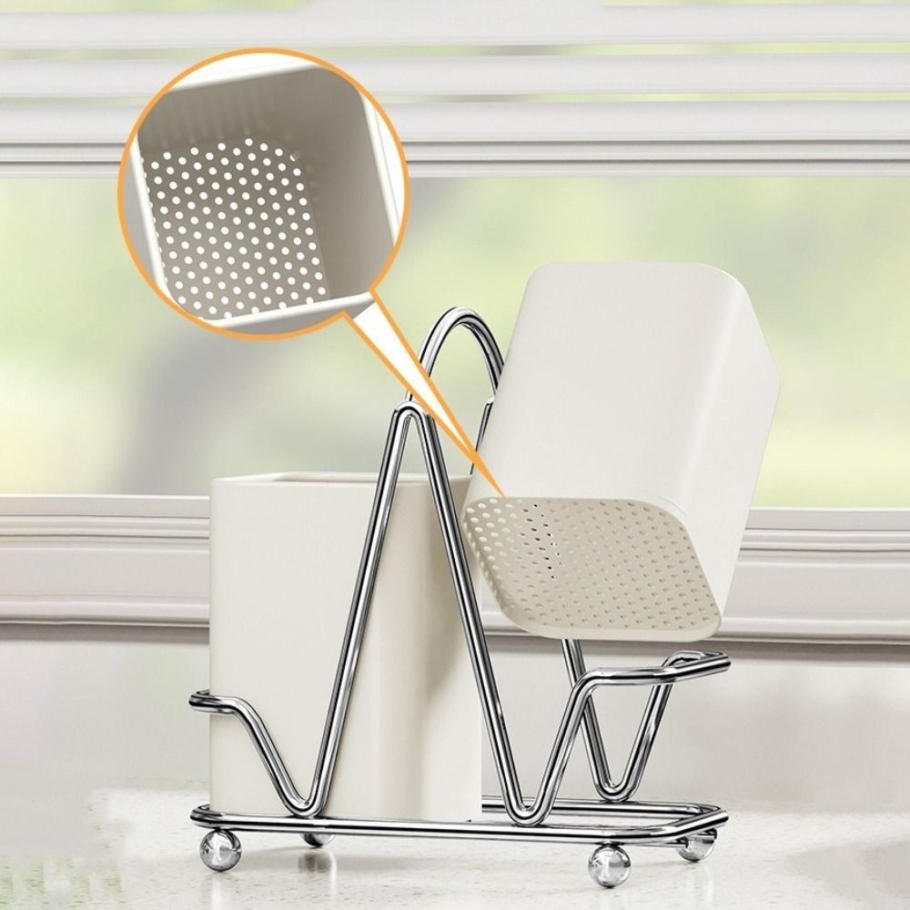 Carbon Steel Cutlery Storage Rack Countertop Type Utensil Holder Cutlery Organizer Kitchen