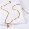 Crystal Zirconia Square Diamond Necklace, Bracelet & Earrings Set in Women's Titanium Steel Clavicle Chain Jewelry