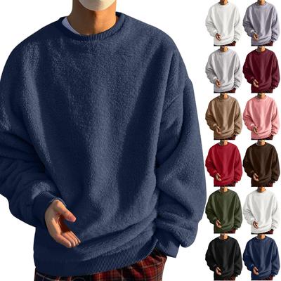 Sweatshirts For Men Long Sleeve Fleece Casual  Fuzzy Crewneck Pullover Warm Winter
