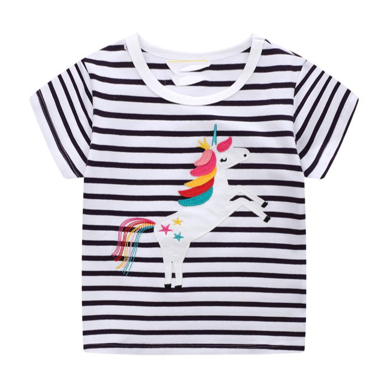 Little maven 2026 Summer Cartoon Unicorns Prints Children t-shirts New Baby Boys Girls Shirts Tops Clothes Kids Clothes