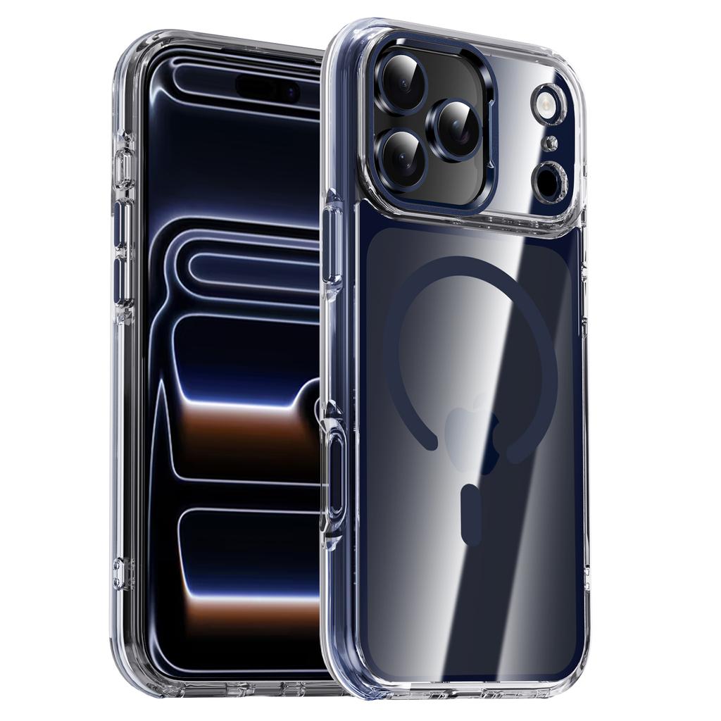 IPAKY For iPhone 17 Pro Max Clear Case Compatible with MagSafe Shockproof TPU+PC Phone Back Cover