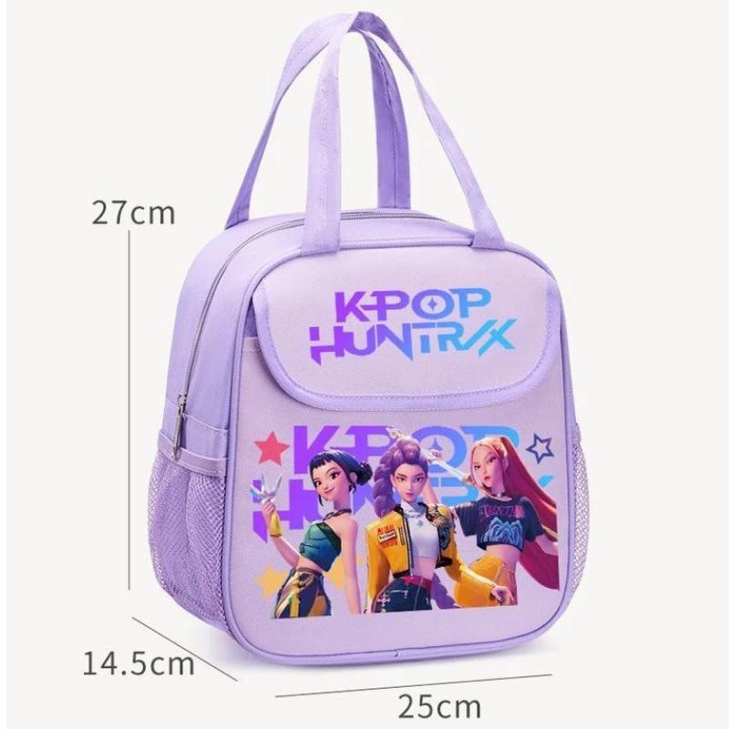 Kpop Cadı Avı Takımı Bento Çantası, Çocuklar İçin Yalıtımlı Elde Taşınan Öğle Yemeği Kutusu Çantası, Büyük Kapasiteli Kalınlaştırılmış Alüminyum Folyo Yalıtımlı Çanta