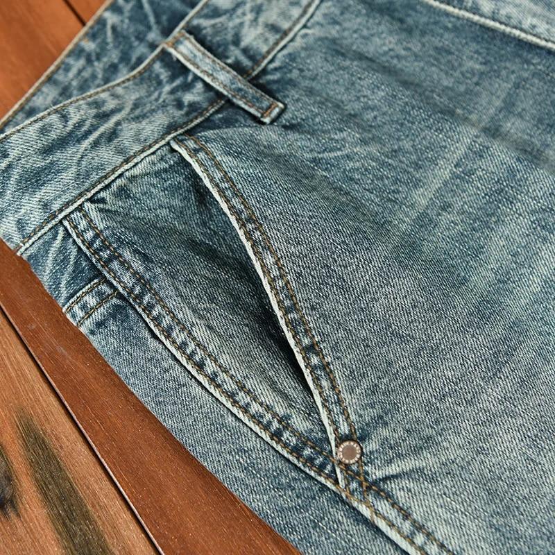 Classic Fashion Men's Jeans High Street Casual Retro Style Baggy Washed Jeans Cotton Mid-waist Straight Denim Pants Youth Men Trousers