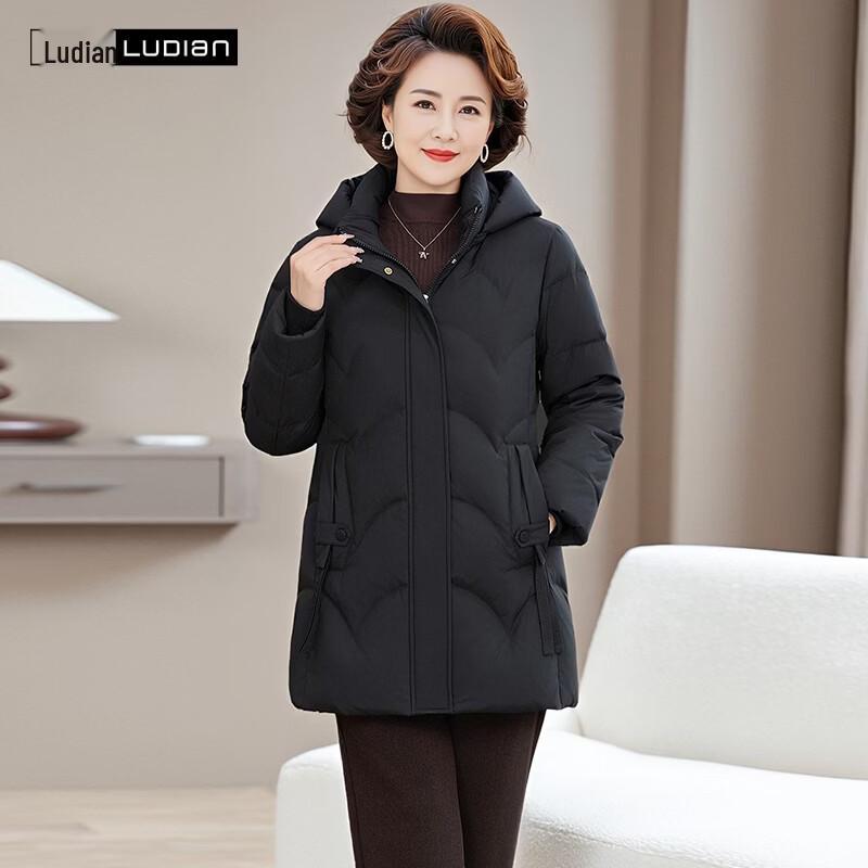 LUDIan Middle-Aged and Elderly Detachable Hood Down Jacket