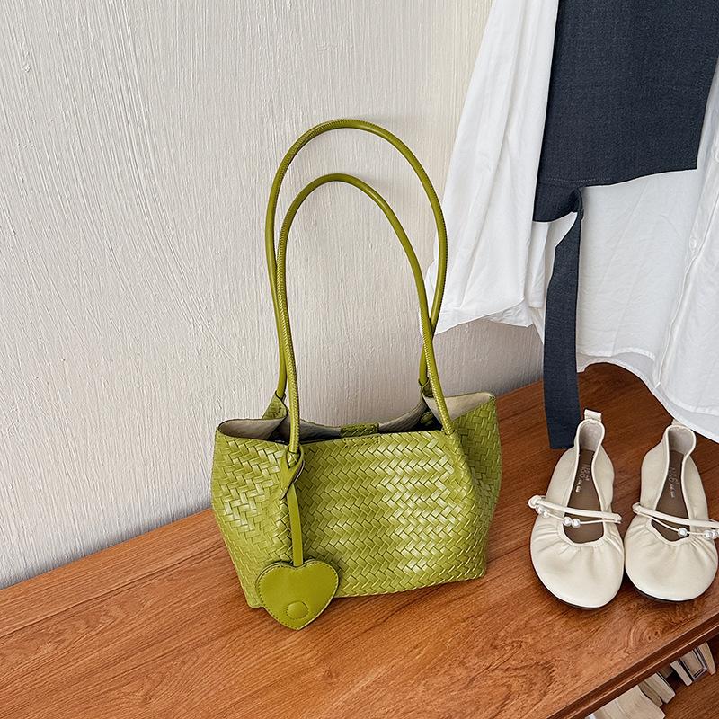 Woven Texture Shoulder Bag with Long Handle and Soft Structure for Summer Casual Wear
