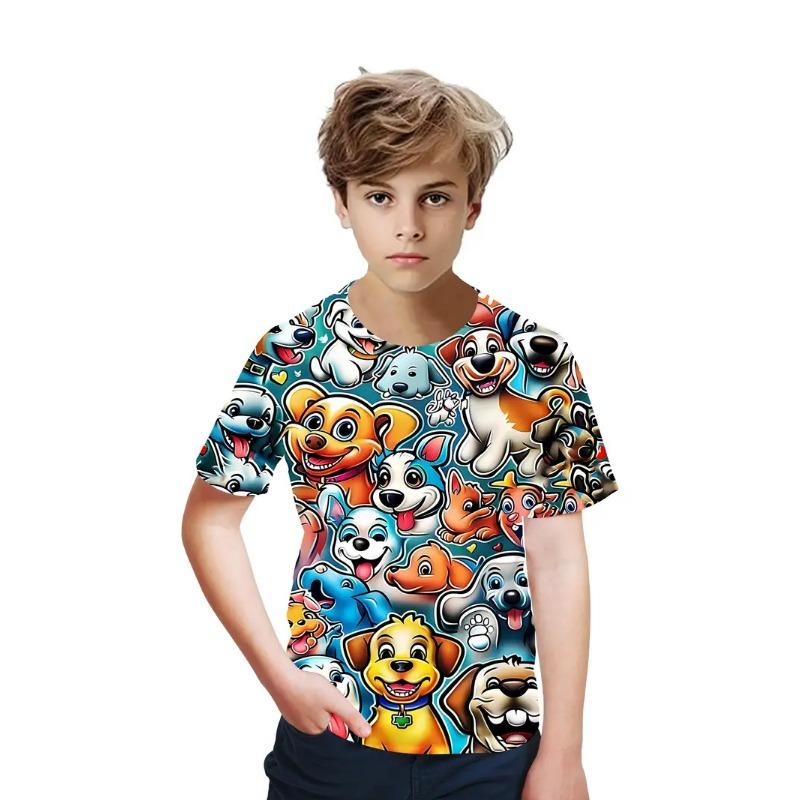 Retro 3d Print Casual Children's Clothing Top Tee Shirt Fashion T Shirt Animal Kids Boy Clothes Anime Short Sleeve