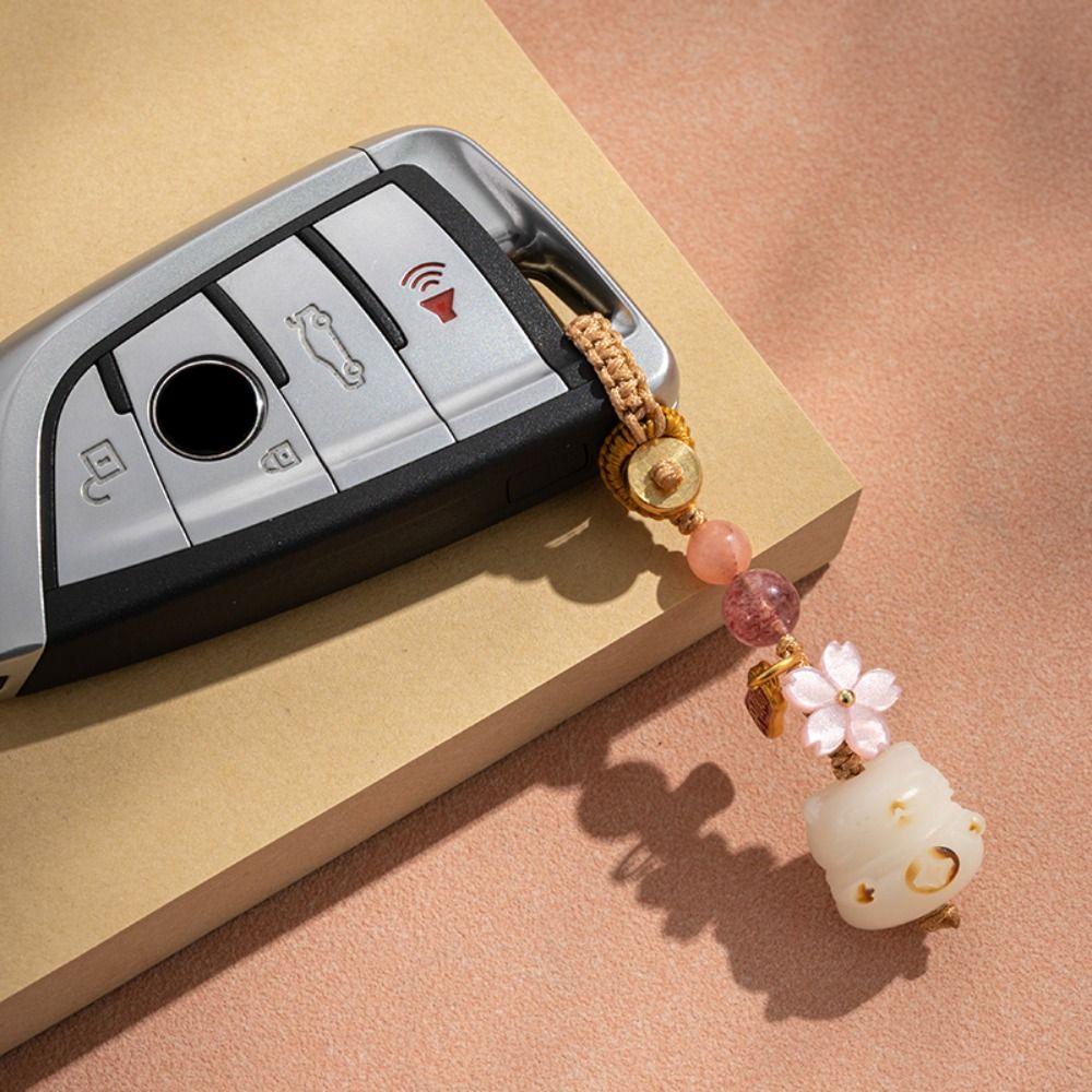 Chinese Style Lucky Bodhi Root Keychain Resin Cat's Paw Pendant Personality Car Key