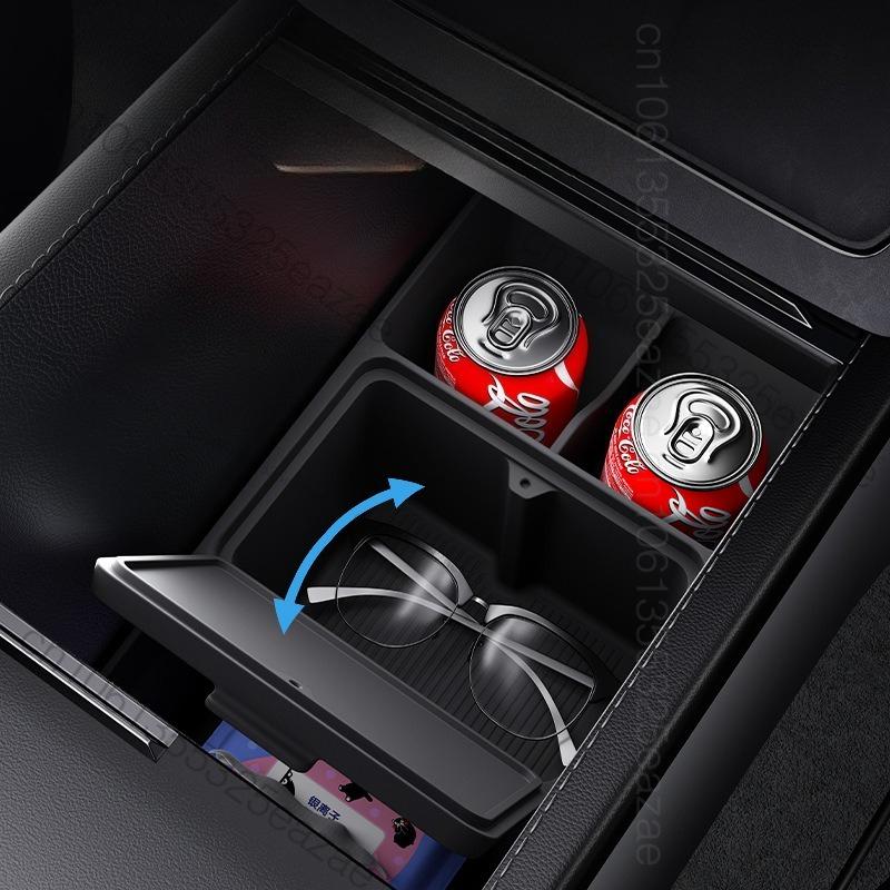 For Tesla Model Y Juniper 2025+ Center Console Storage Box Car Central Lower Layer Tray Silicone Organizer Accessories Tidying