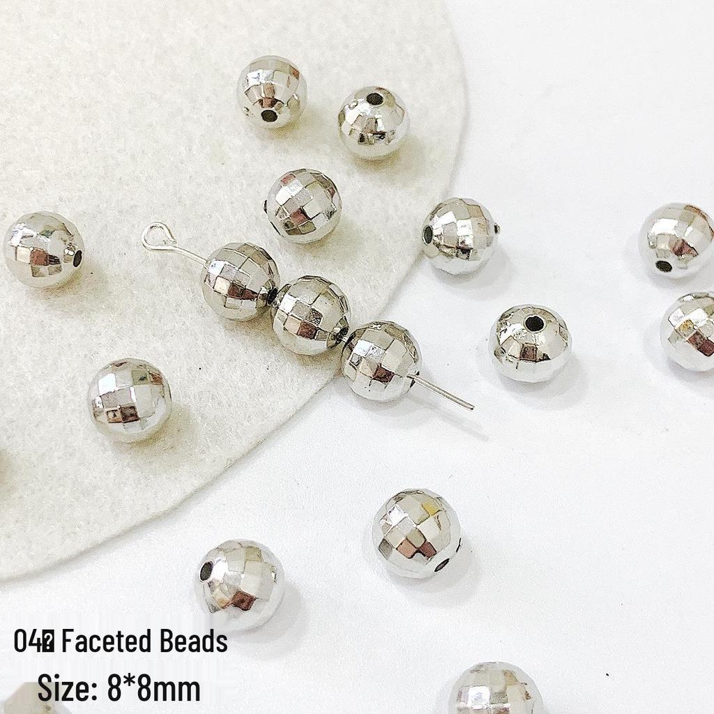 20 Acrylic Silver Square-Round Spacer Beads for DIY Beading and Accessories