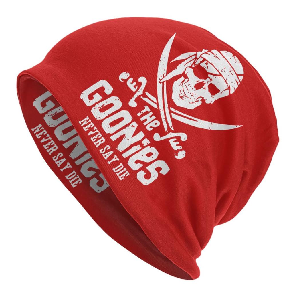 Goonies Never Say Die Skullies Beanies Caps For Unisex Women Unisex Street Winter Warm Knitting Hat Adult Pirate Skull Bonnet Hats
