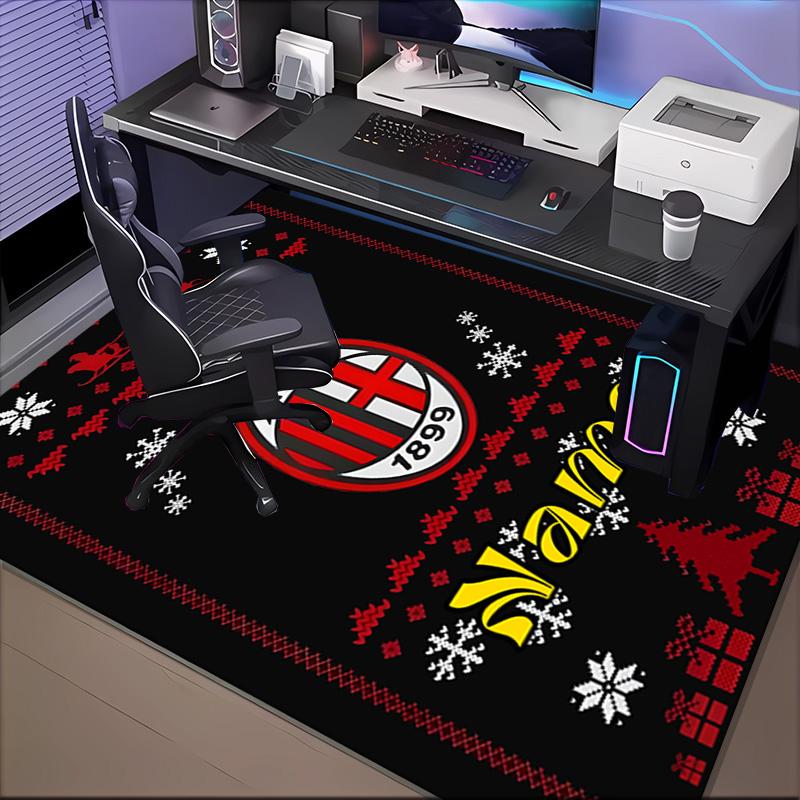 Benutzerdefinierter Name Weihnachten AC Fußballwappen Teppich Spielteppich, Fußmatte für Schlafzimmer Wohnzimmer Eingangsbereich Teppich, Wohndekoration Idee Geschenk für Weihnachten Geburtstag
