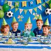 Football Theme Birthday Party Tableware Set: Disposable Tablecloth, Plates, Cups, and Decorations