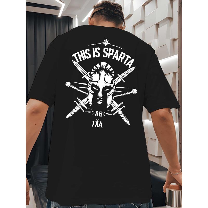 European Size This Is Sparta Men's T-shirts for Back Printed T-shirts for Basketball Training, Round Neck Short-sleeved Shirts
