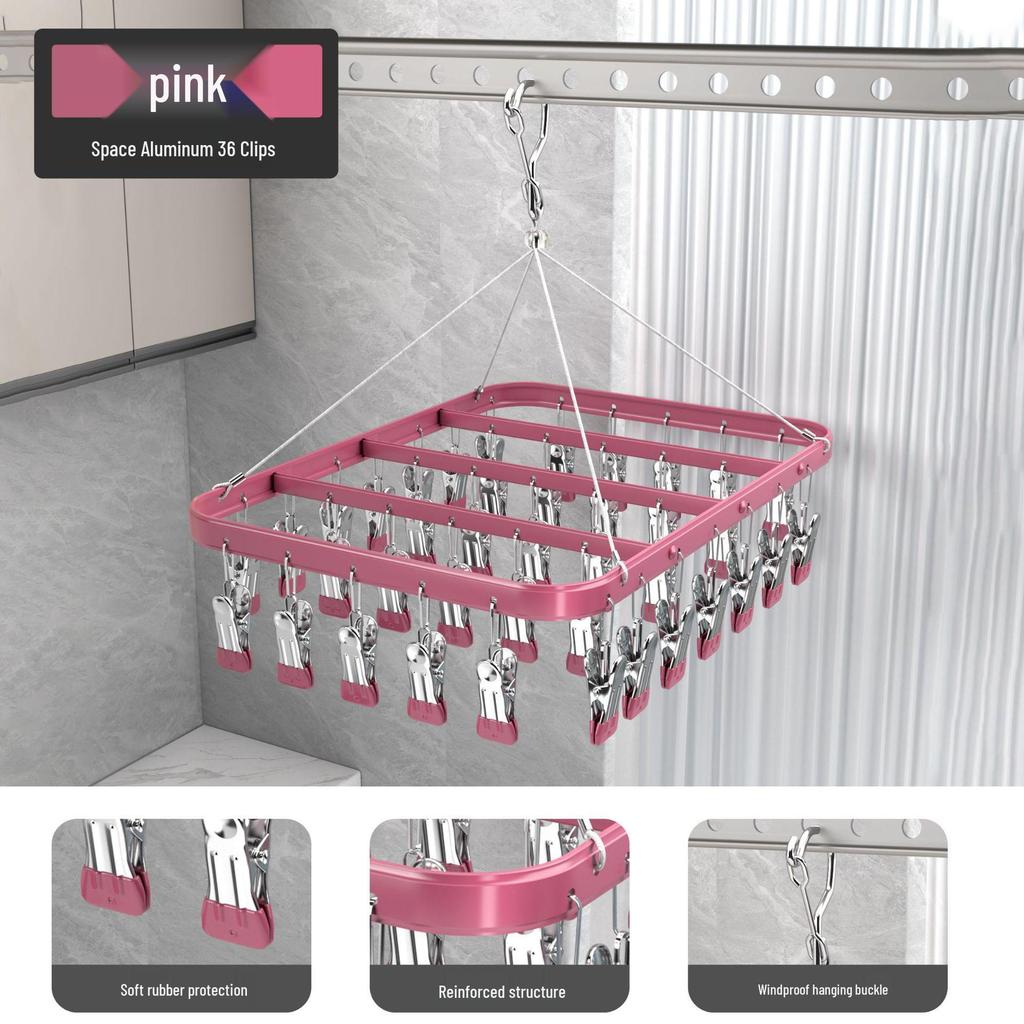 Aluminum Alloy Multi-Clip Drying Rack for Socks and Underwear