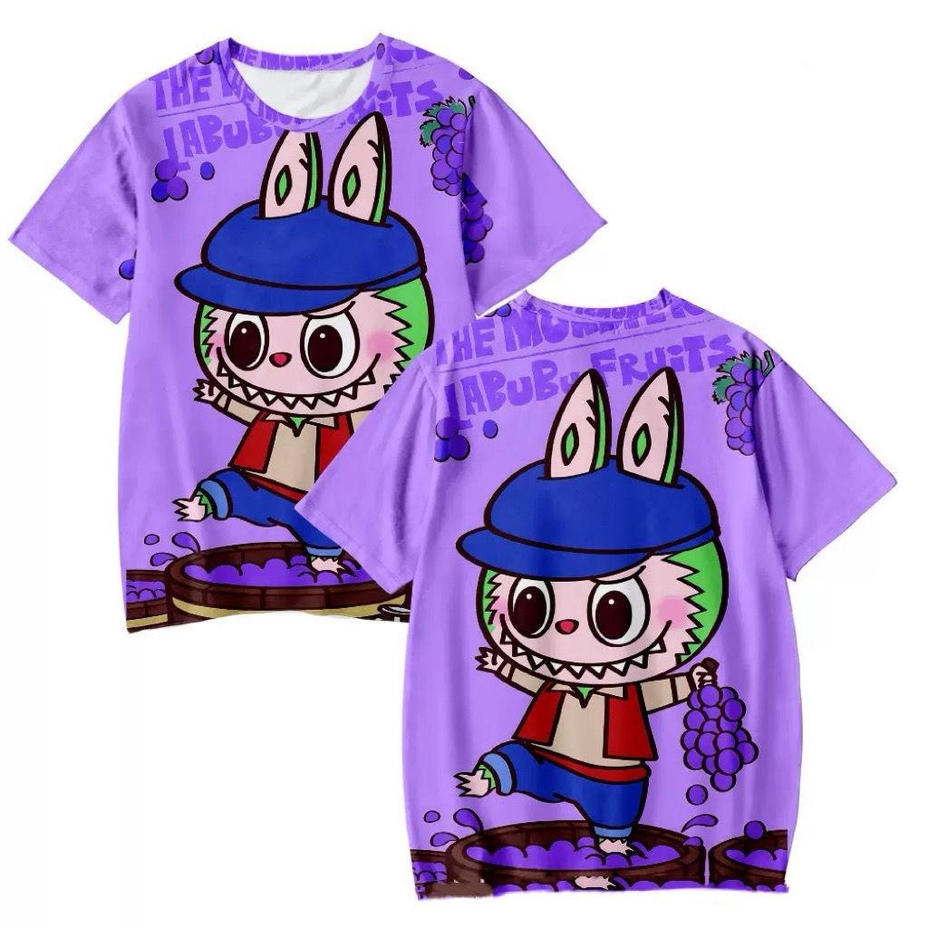 Labubu 3D-Druck Kinder T-Shirts Cartoon Junge Mädchen T-Shirt Paar Kurzarm Kinder Eltern-Kind Gleicher Stil