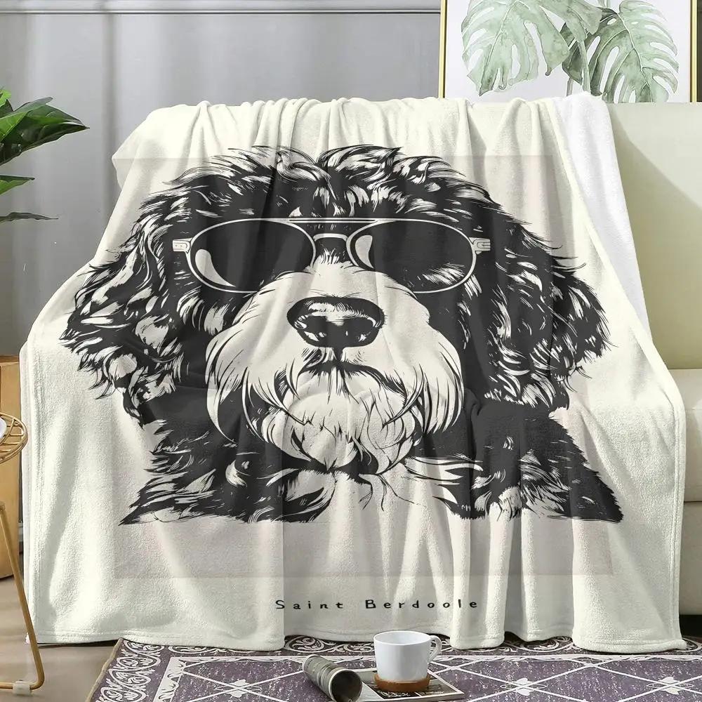Portrait of a Puppy Throw Soft Flannel Throw Summer AC Blanket Lightweight Cool Nap Blanket for Sofa Bed Couch Travel