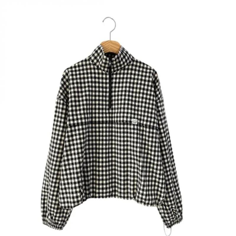 New ArrivalS Open Run Women S Check Pattern Half Zip Anorak Cotton Blend Sweat